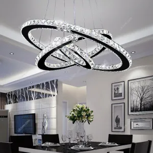 3 Rings Ceiling Light Crystal LED Chandelier Pendant Non-Dimmable