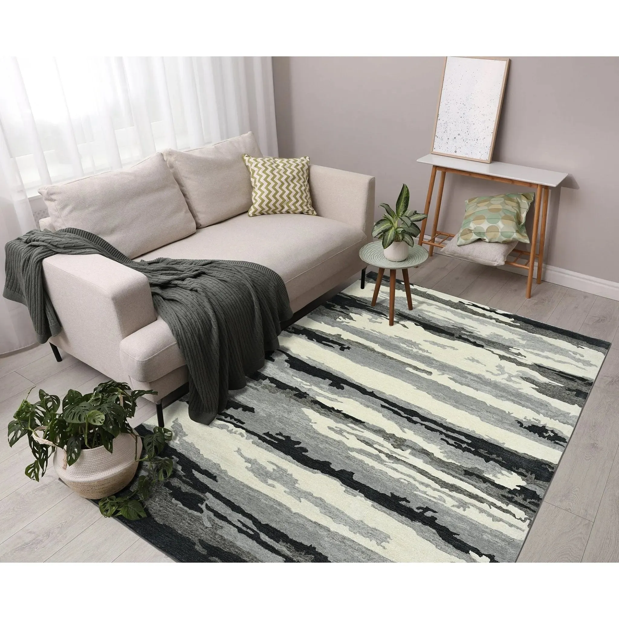 Abstract ABS-6 Dark Grey Rug