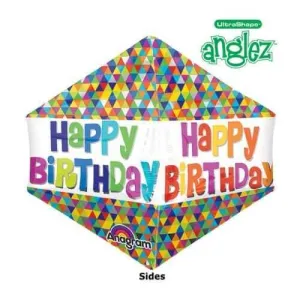 Anagram - 21" Happy Birthday Anglez Geo Balloon