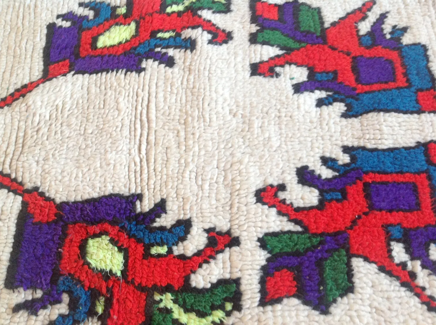 AZILAL. Vintage Moroccan Rug. Wool Boucherouite Carpet. Modern Design.