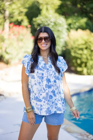 Blissfully Blue Floral Top