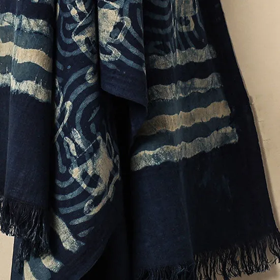 Blue - Bindaas Block Printed Jhiri Handloom Cotton Towel