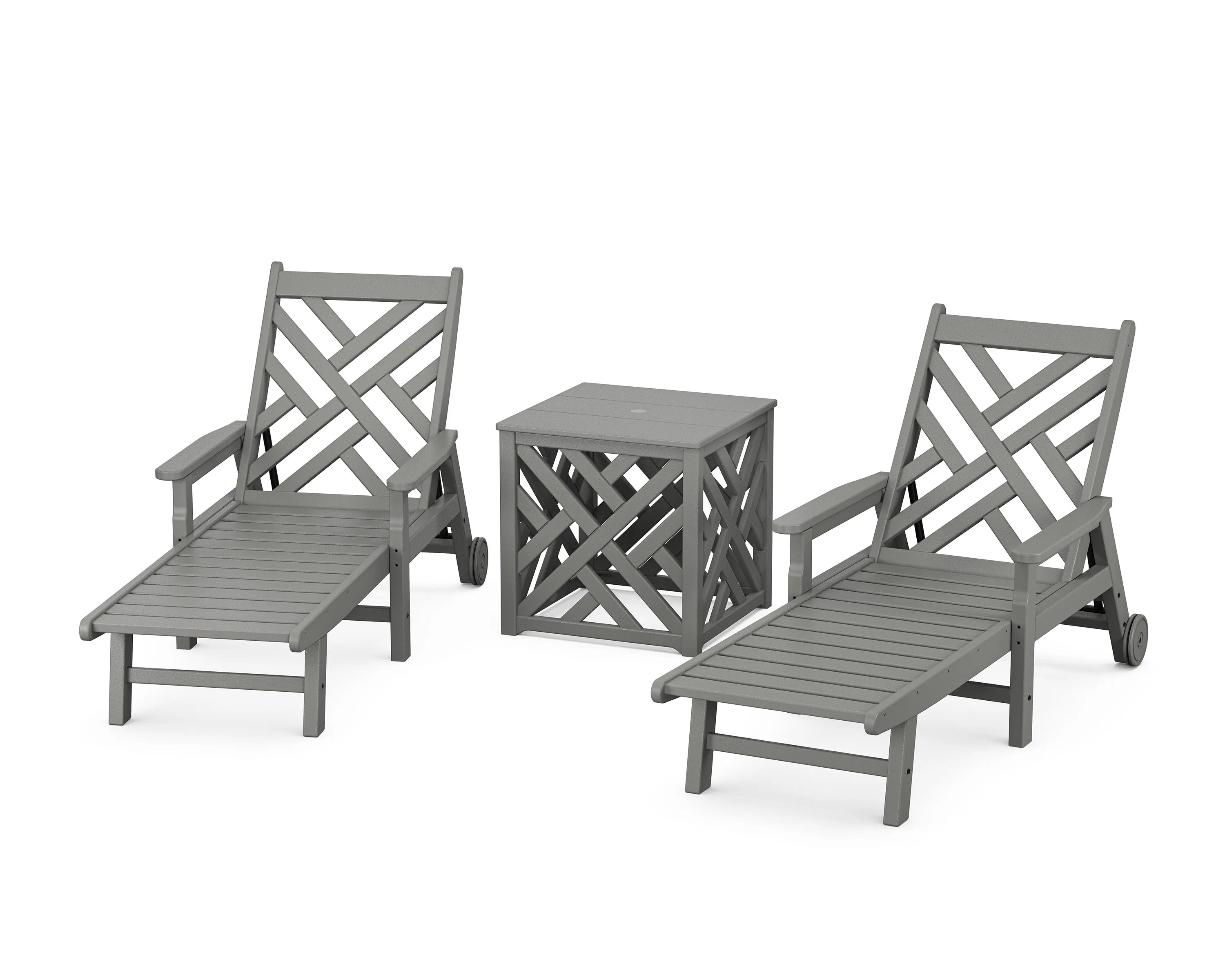 Chippendale 3-Piece Chaise Set with Umbrella Stand Accent Table