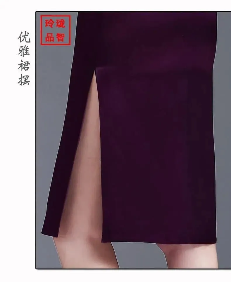 Elegant Silk Cheongsam Summer Dress - Mid-Calf Length - Women's Fashion