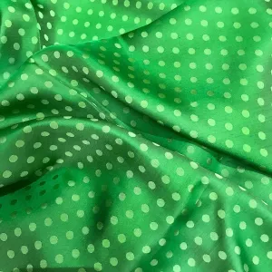 Green dot silk - PURE MULBERRY SILK fabric by the yard - Polkadot silk -Luxury Silk - Natural silk - Handmade in VietNam- Silk with Design