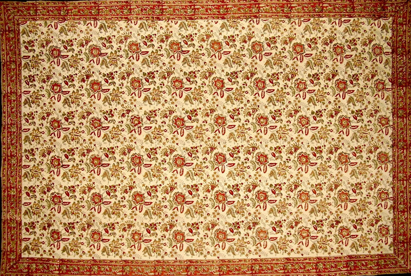 Jaipur Block Print Cotton Tablecloth 90" x 60" Autumn Colors