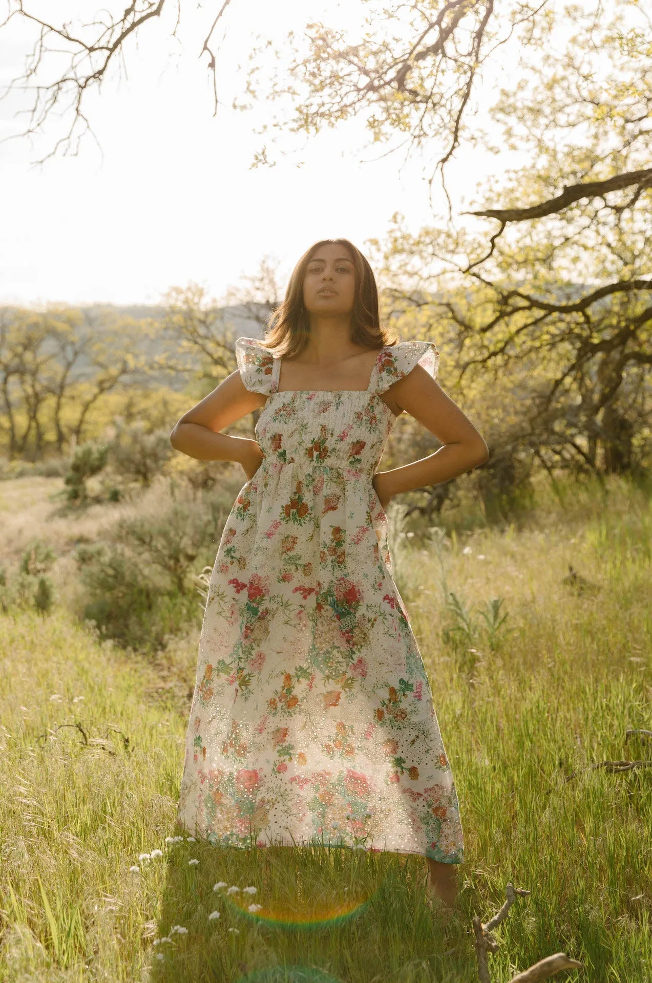 Jeana Embroidered Floral Maxi Dress