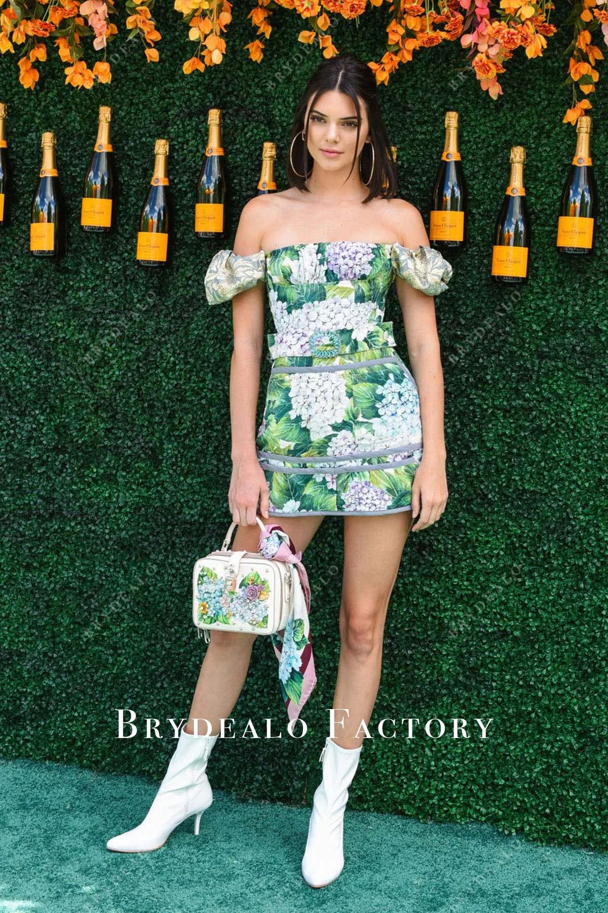 Kendall Jenner Off Shoulder 2017 Veuve Cliquot Polo Classic Dress