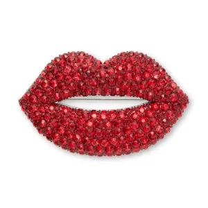 LIPSTICK RED LELE SADOUGHI X MARILYN MONROE PAVE KISS BROOCH