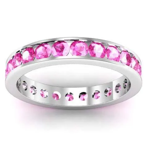 Pink Sapphire Eternity Band in Channel Setting