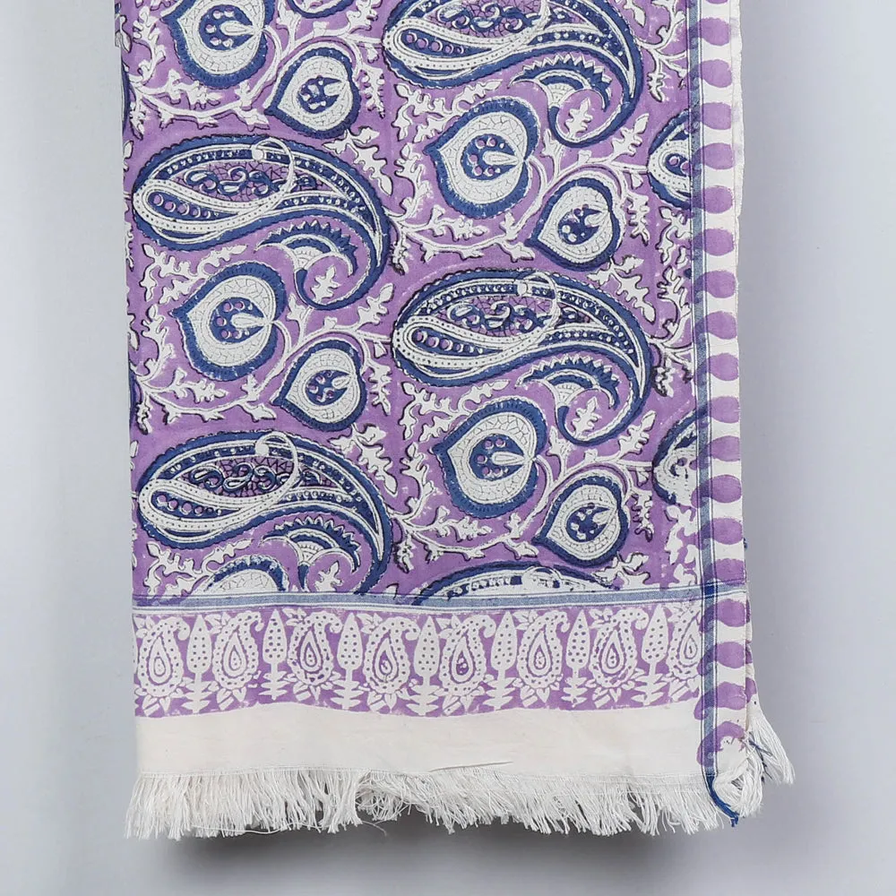 Purple - Sanganeri Block Printed Handloom Cotton Towel