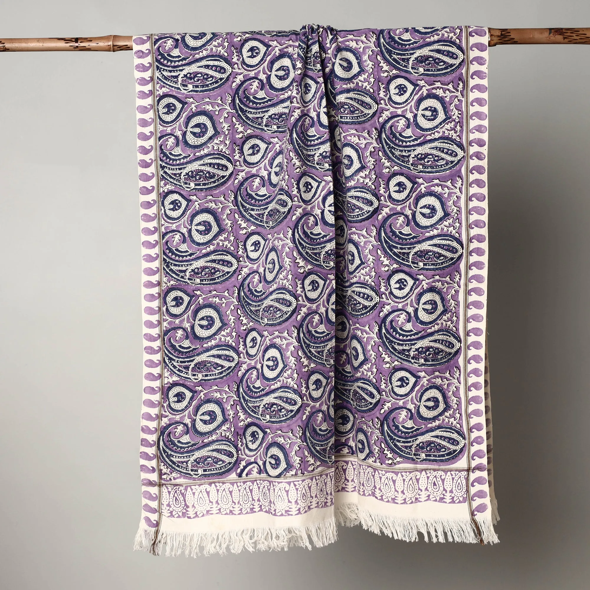 Purple - Sanganeri Block Printed Handloom Cotton Towel