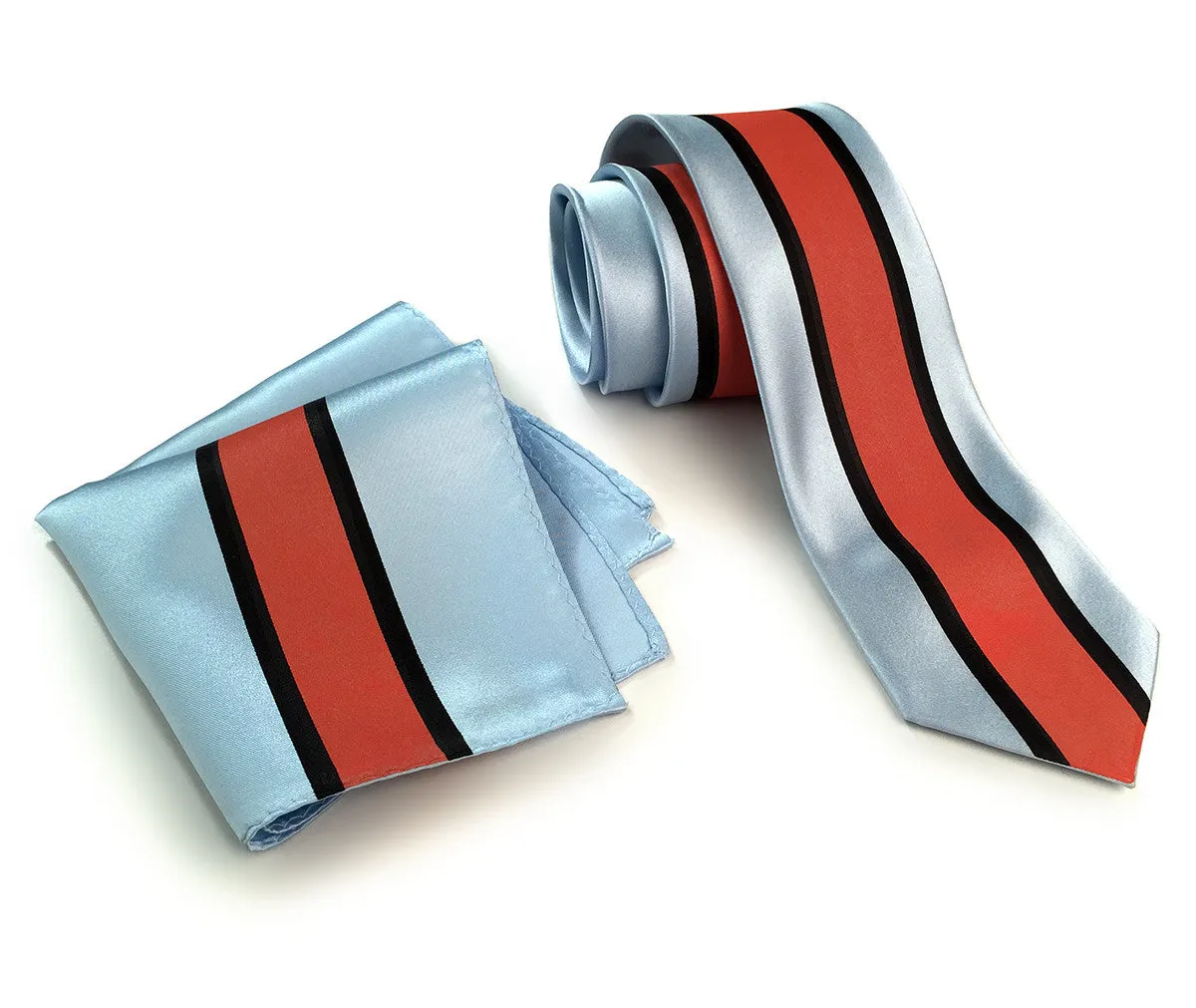 Racing Stripes Pocket Square: Le Mans Mirage microfiber handkerchief.