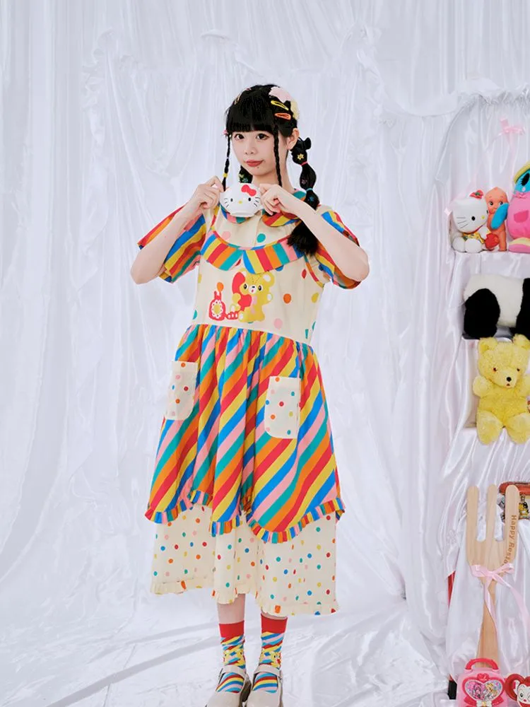 Rainbow Diary Printed Halter Dress【s0000009103】