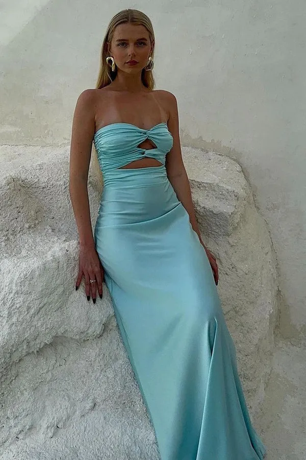 Sheath Strapless Tiffany Blue Long Prom Dress PSK573