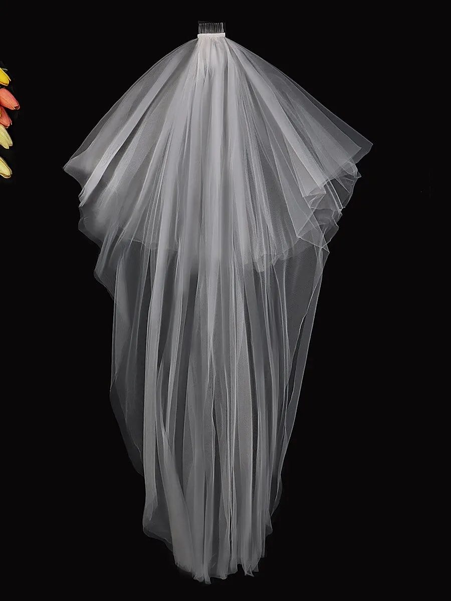 Simple Multi-Tier Tulle Cathedral Bridal Veil