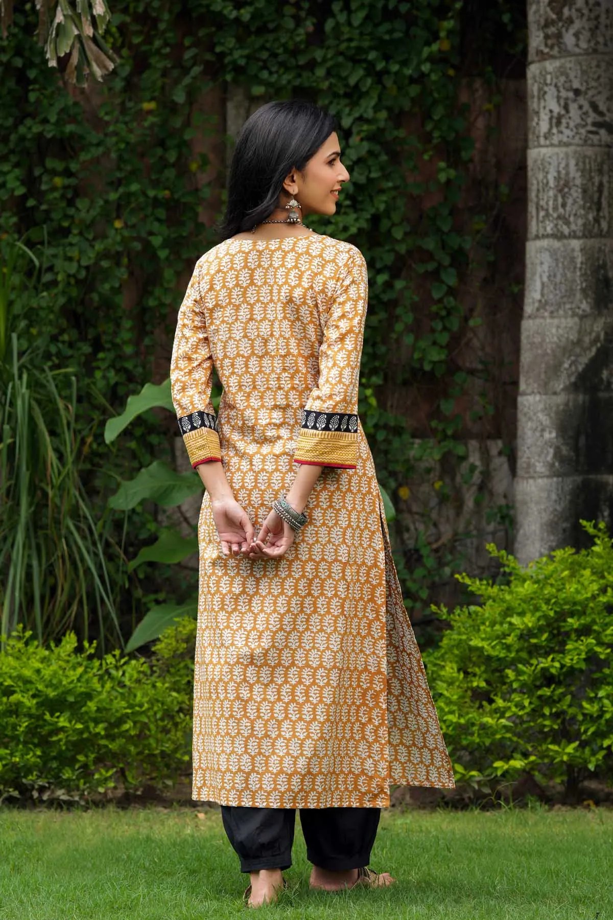 Straight Fit Angrakha Style Kurta In Dark Mustard Color