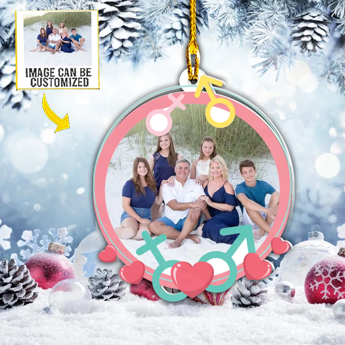 Teesdily | Customized Photo Family Christmas Ornament Personalized Family Christmas Ornament Family Christmas Tree Decoration Ideas Personalized Gifts