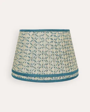 Trellis Pleated Silk Double Band Lampshade - Blue