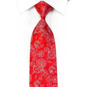 Vito Rufolo Rhinestone Silk Necktie Anthemion On Red